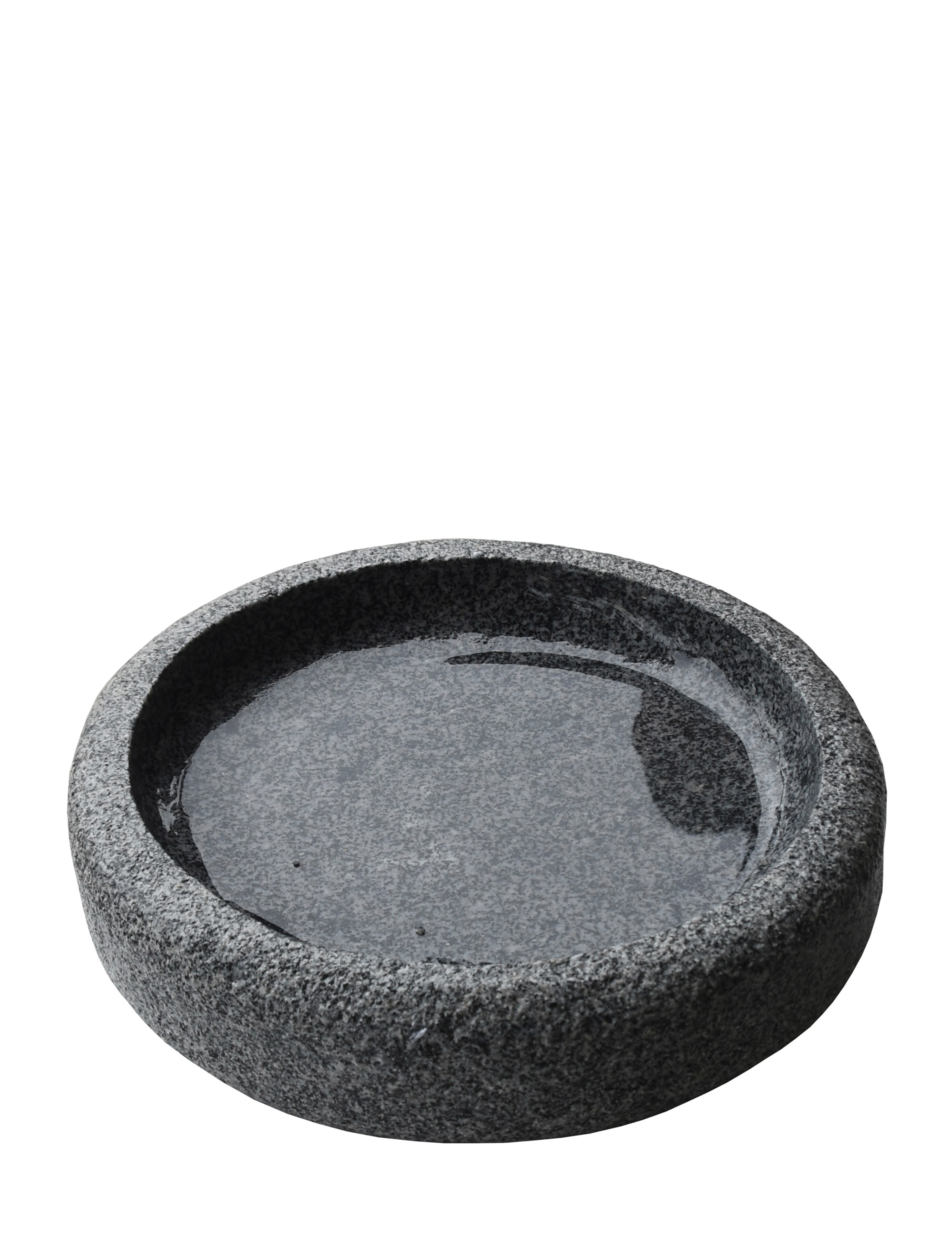 Granitfuglebad mørkegrå, rund cm, blankpoleret